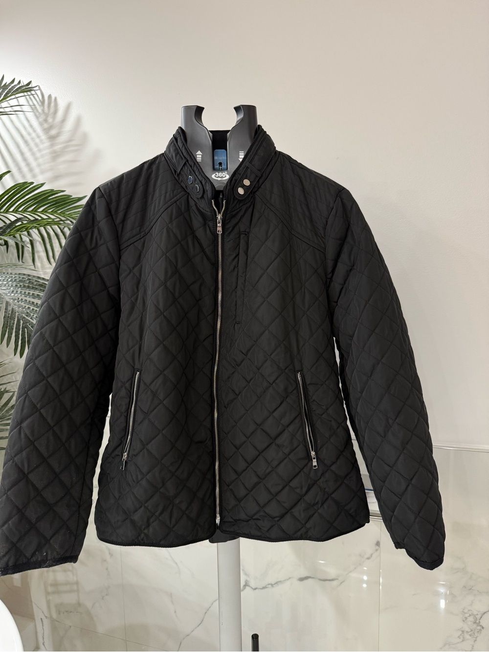 Bagatelle Collection Black Diamond Quilted Jacket Full Zip Plus Size 2X EUC